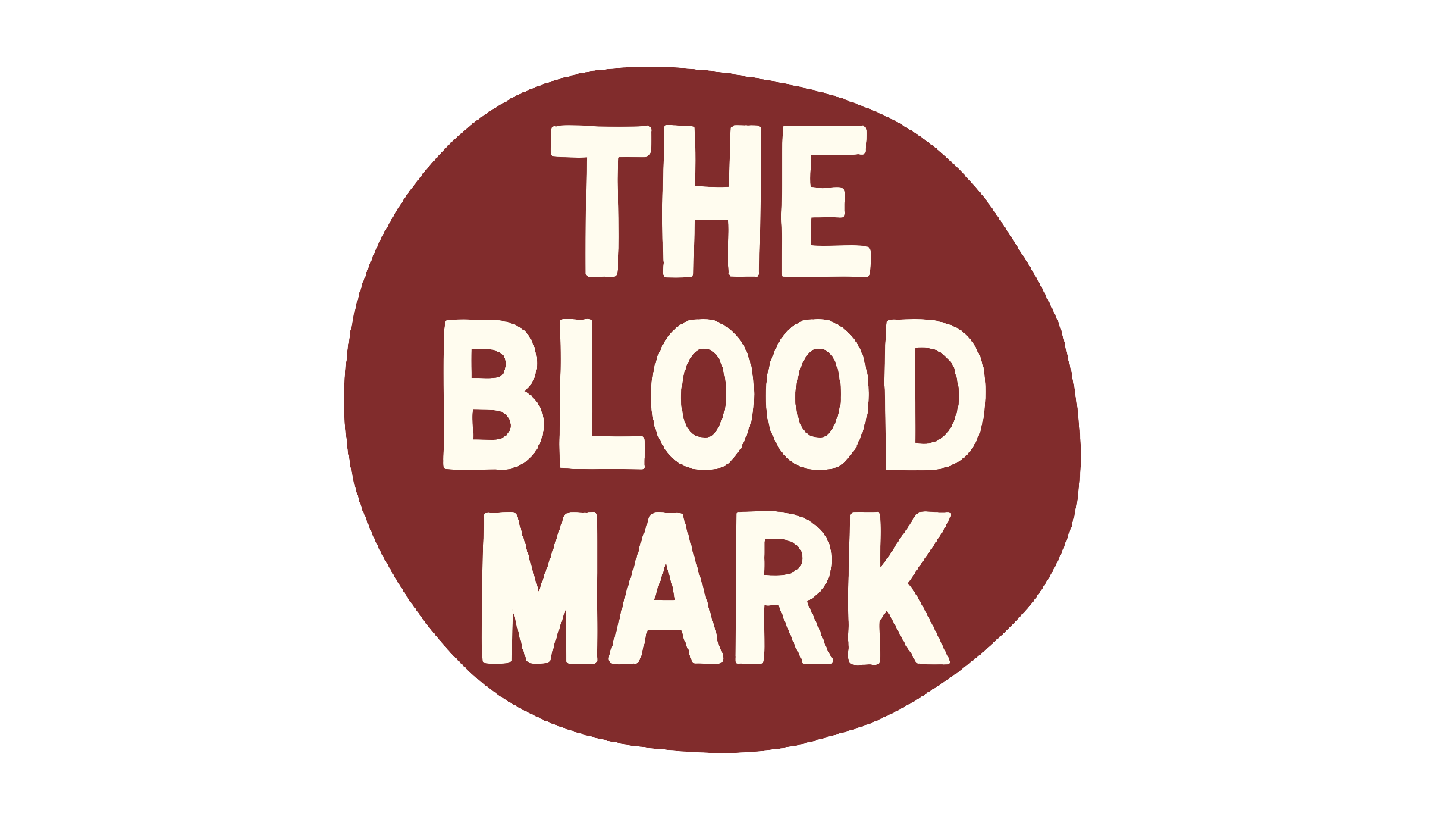 The Blood Mark — a hand-drawn rust-red seal.