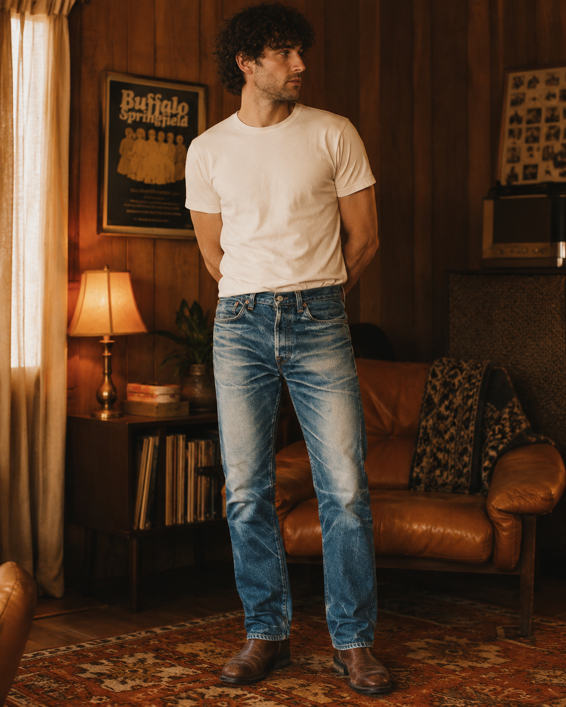 Japanese Early Jean — washed indigo, full leg.