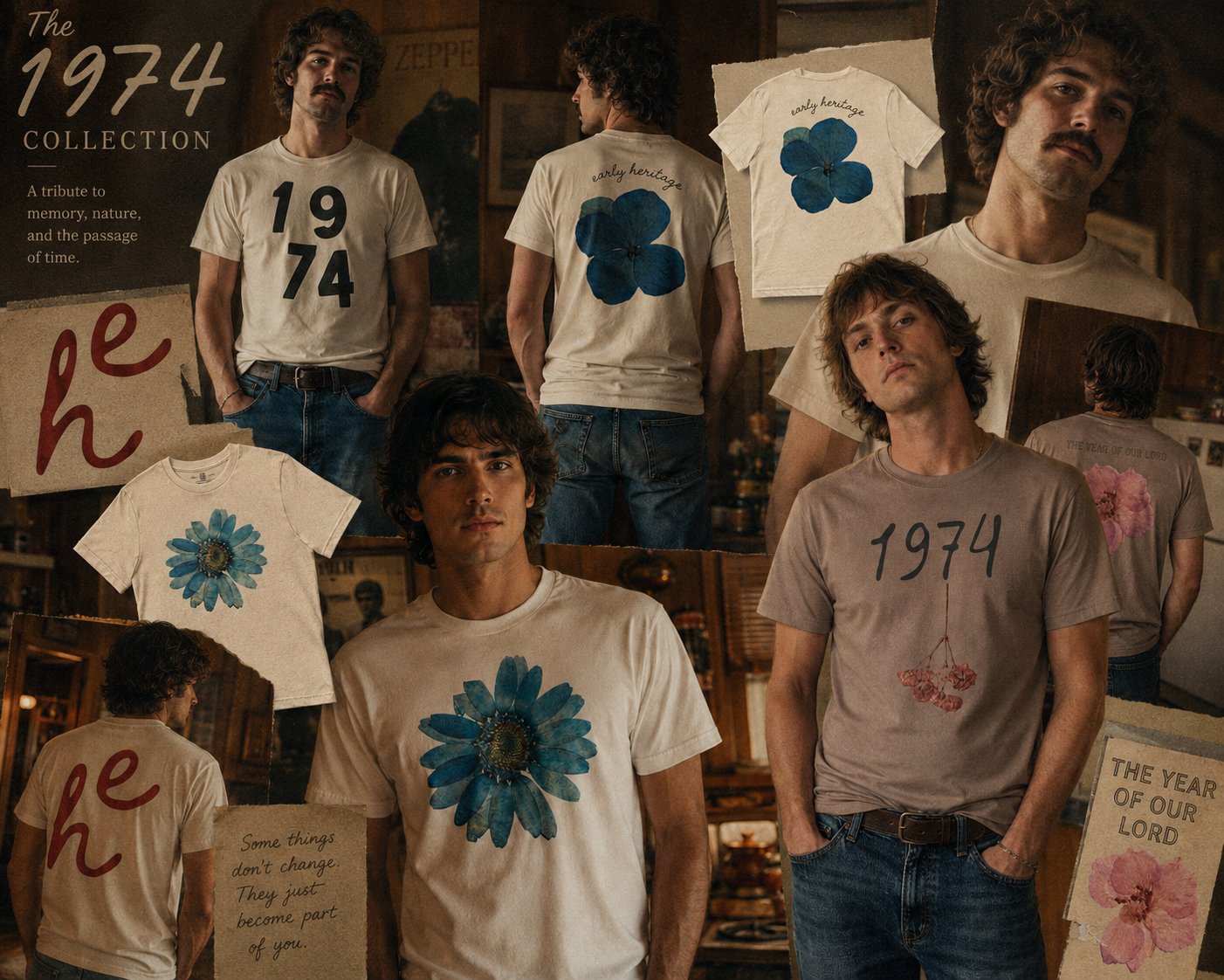 The 1974 Collection by Early Heritage — a tribute to memory, nature, and the passage of time.