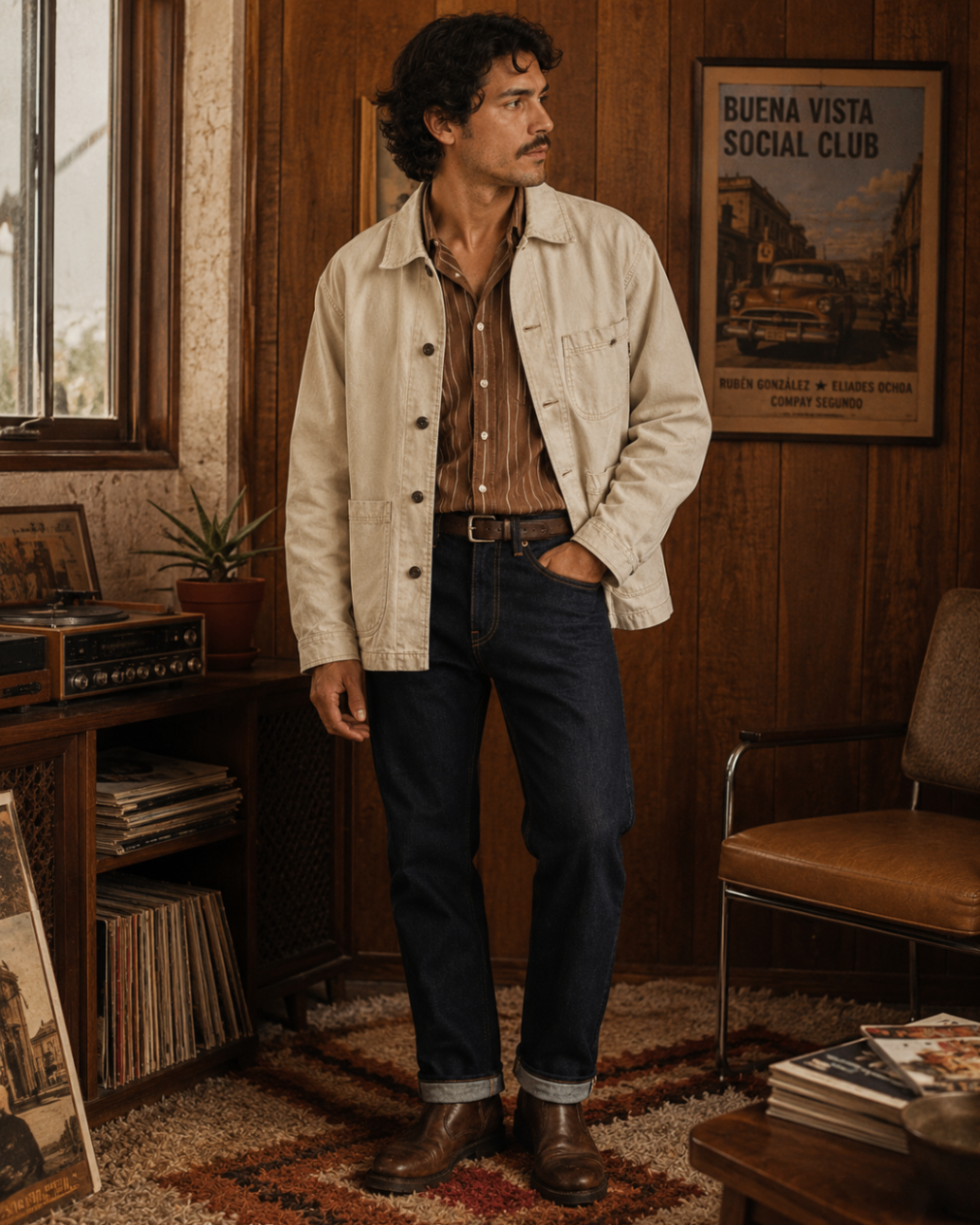 French Early Chore Jacket — front in bone.